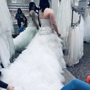 Ivory strapless tule corset wedding dress